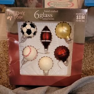 Holiday Time Sports-Themed Glass Ornaments Set